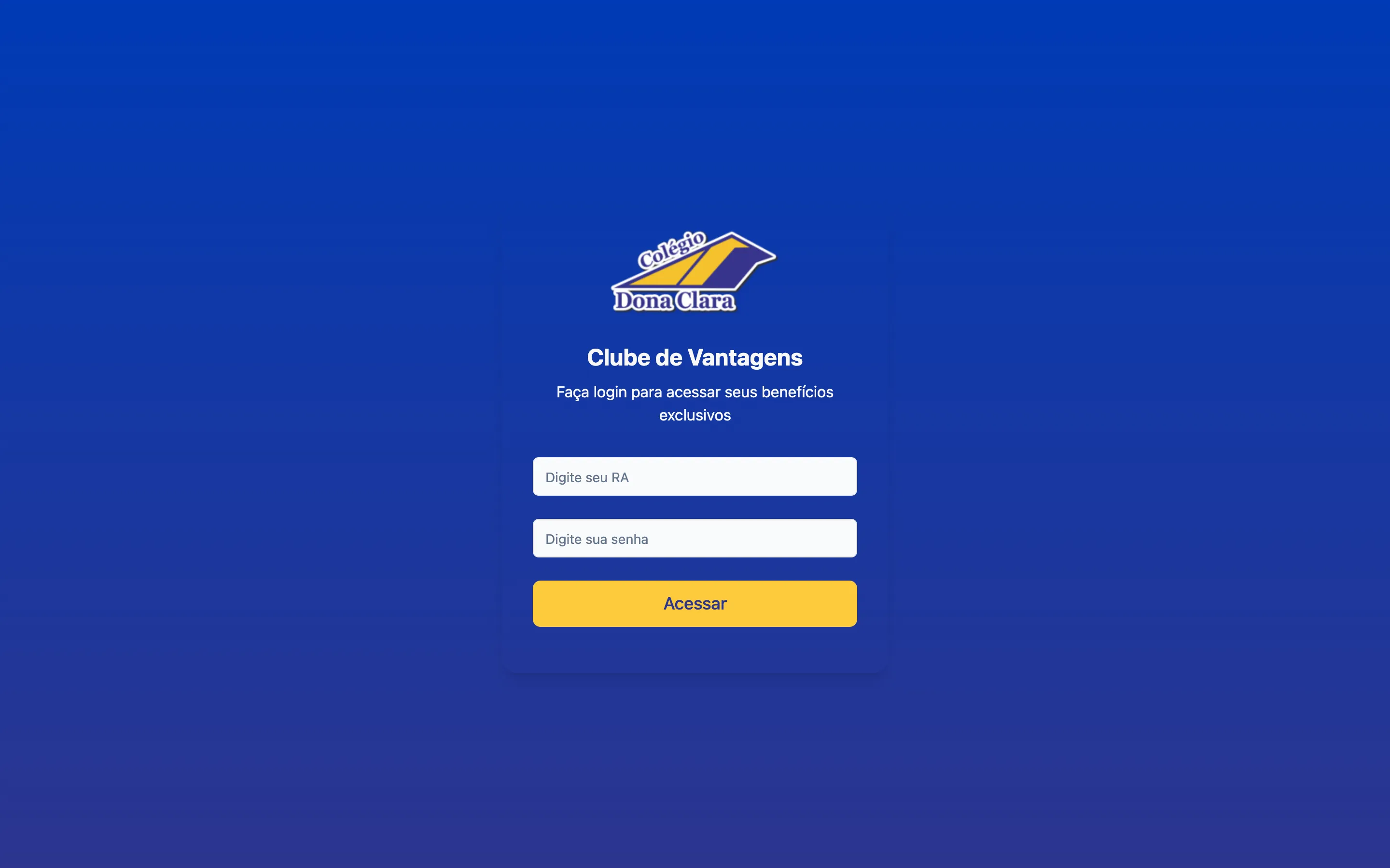 Screenshot of clube loyalty platform