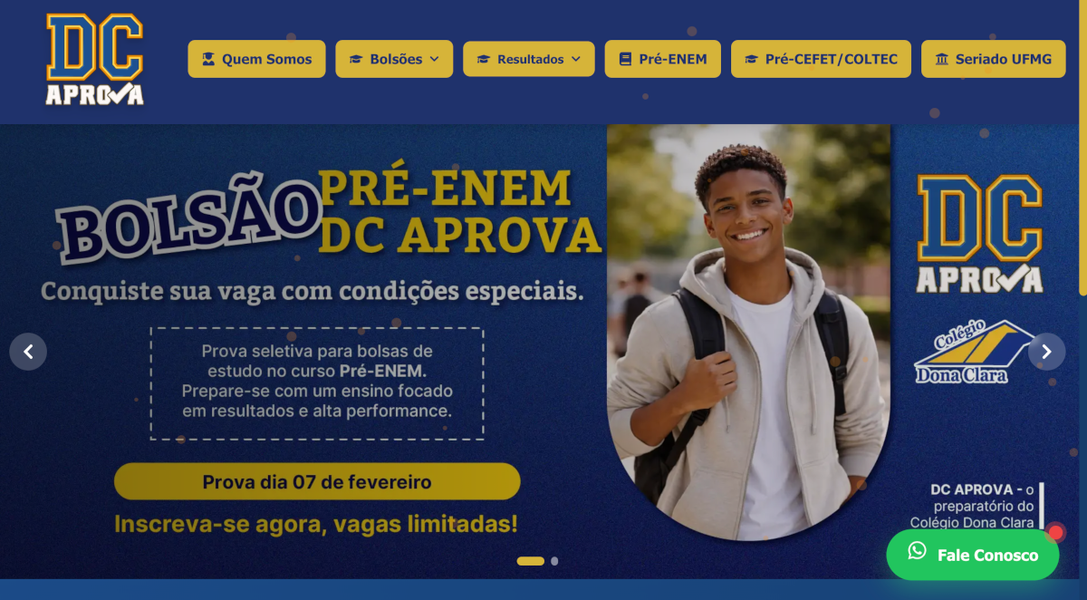 DC Aprova - Site institucional e dashboard de bolsões