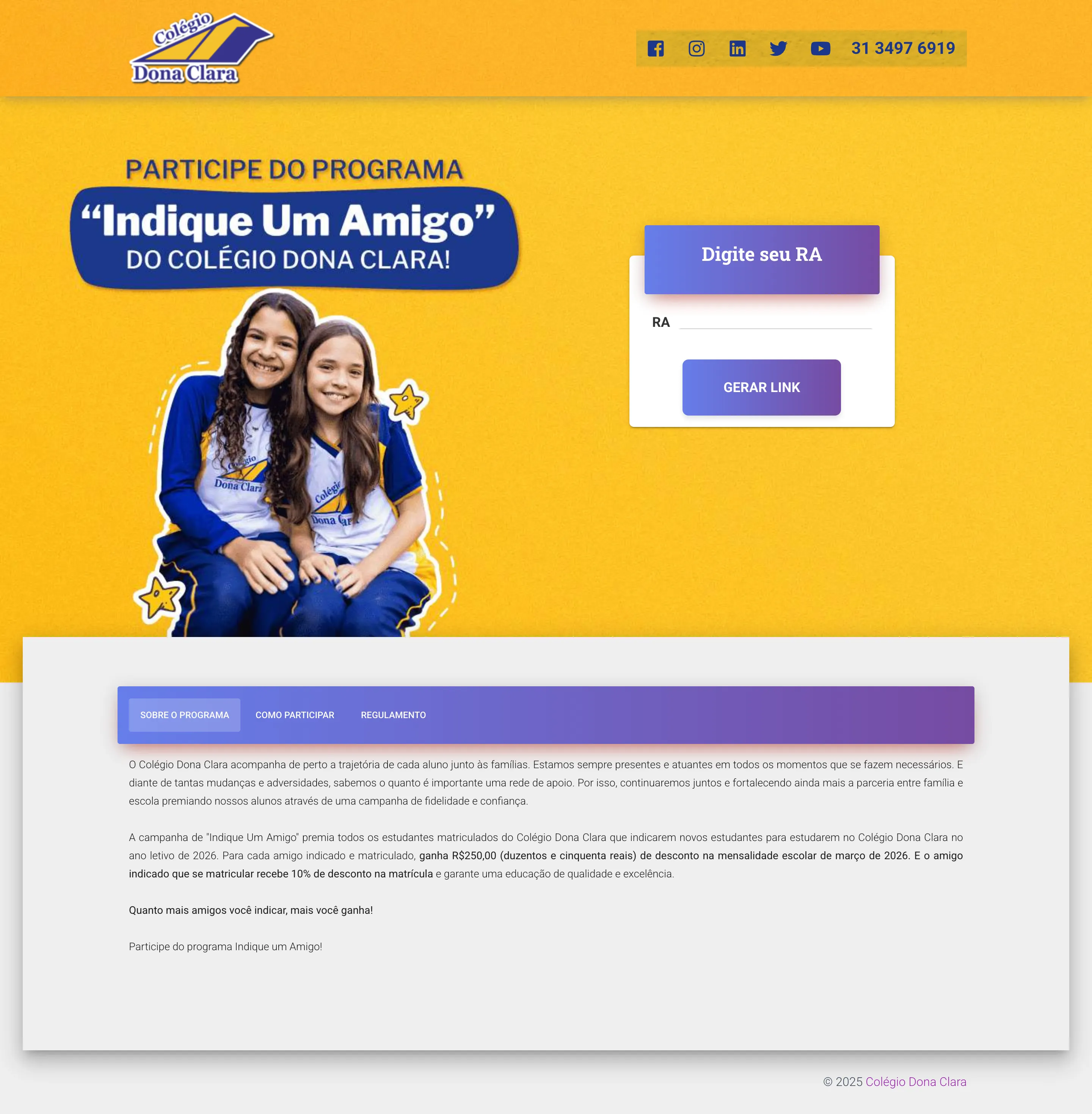 Screenshot of Indique um Amigo Colégio Dona Clara